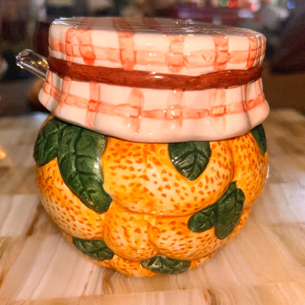 Vintage Orange Marmalade Jam Jar w/Spoon